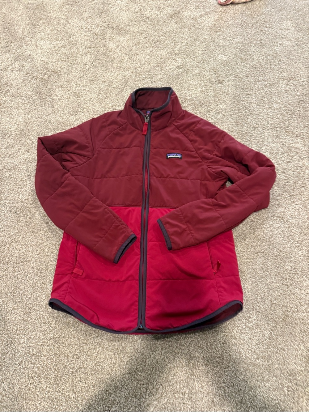 Patagonia Women’s Two-Tone Burgundy and Red Puffer Jacket